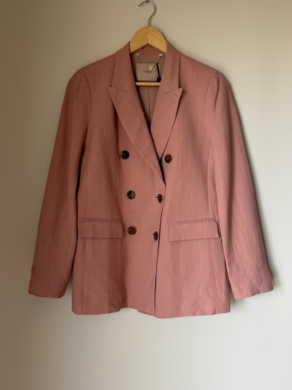 NWOT Twinset Milano Salmon Double-Breasted Blazer
